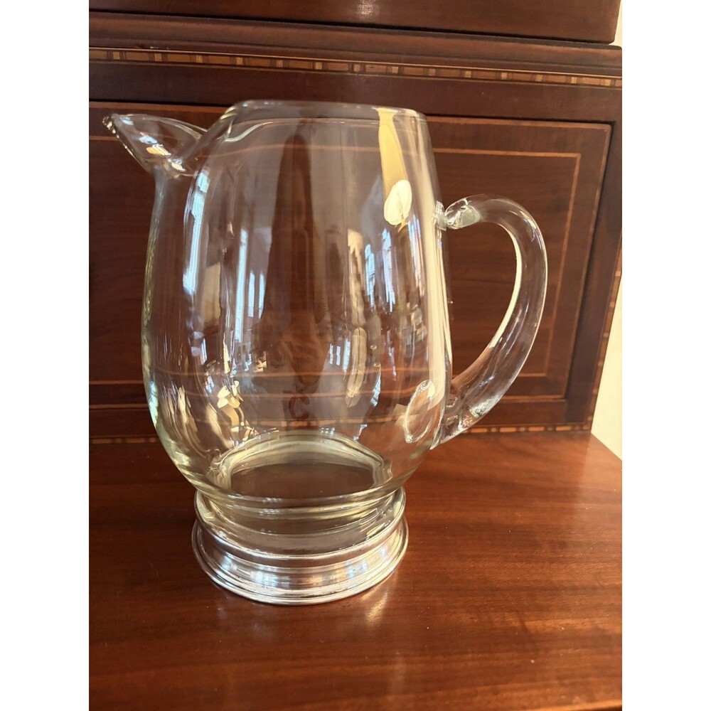 Vintage Wallace Sterling Glass Pitcher With Sterling Base W-392 Silversmiths
